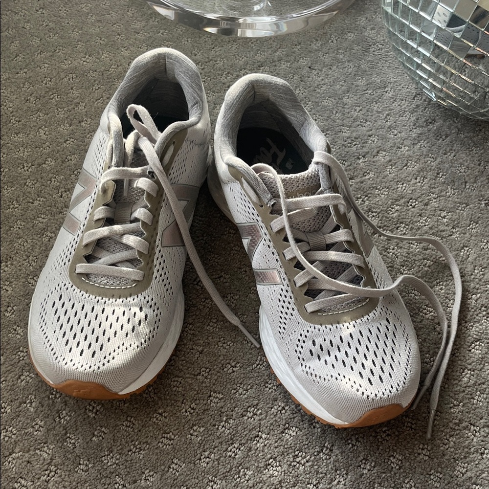 New Balance White and Gray Fresh Foam Athletic Sneakers